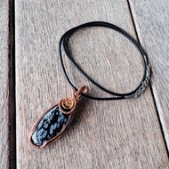 250207 wire wrapping 雪花黑耀石 銅線 繞線 吊墮