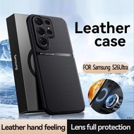 Leather Casing fo Samsung Galaxy S26 Ultra Plus S26+ 5G S26Ultra Phone Case Magnetic Adsorb Car Hold