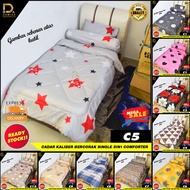 Cadar Katil Bujang set 5 in 1 with Comforter Single /Super Single Cadar Kaliber MODEN LOVE BUNGA ABS