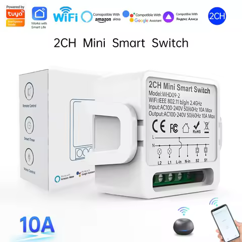 2 Way Tuya Smart Switch 2Gang Smart Light Breaker Compatible with Smart Life Alexa Google Home Voice