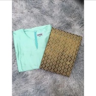 RR Setelan Baju Kurung Songket Melayu//Tunik Tafeta Polos Rok Songket Selendang//Tunik Tafeta Kekini