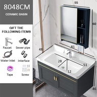 80 cm black Aluminum Bathroom Sinks Cabinet Basin Set Ceramic Lavatory Sink with Mirror Fcuacet