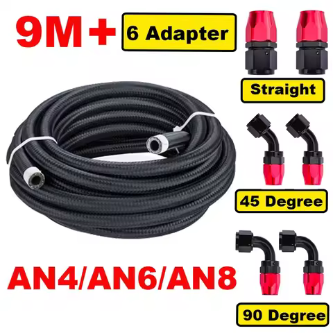 9M 30FT AN4 AN6 AN8 Car Fuel Hoses Stainless Braided Nylon CPE Oil Line Hose Kit For Car Fuel Fluid 