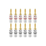 Nakamichi Banana Plug bana plugs 24K Gold Plated Speaker Cable Connectors Aluminum Metal Shell 8AWG-16AWG Gauge Size 4mm (12pcs (6 pairs), Banana Plugs