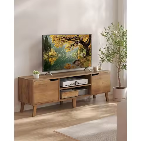 58" TV Stand For 65 Inch TVs,Media Console Table With Adjustable Shelf, Custom