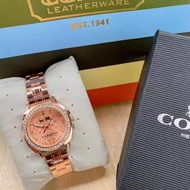 🔥READY STOCK🔥luxury  Coach Women Watch Set With coach Box,Coach Paper Bag,coach Manual,Jam tangan mu
