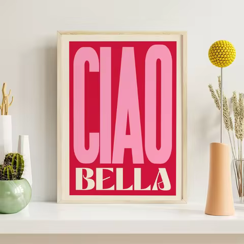 Hello Beautiful Ciao Bella Indie Rock Music Lyrics Wall Art Canvas Poster Home Decor Gift for Music 