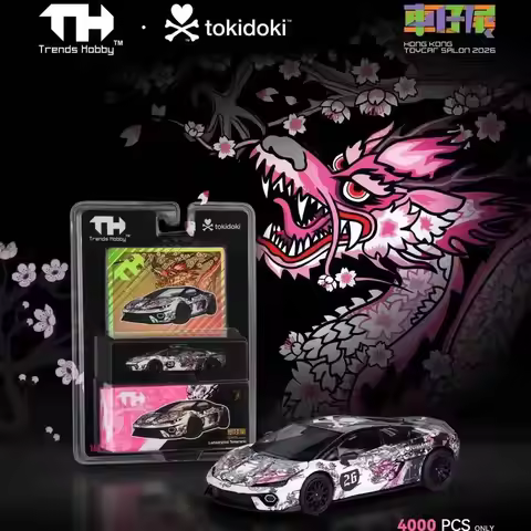 Trends Hobby 1:64 Temerario×Tokidoki HONG KONG Toycar Splon 2026 Lamborghini Pink Dragon Tigeroni Al