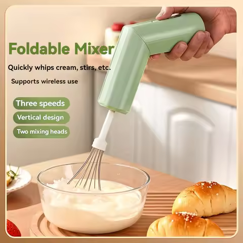 Folding Portable Electric Food Mixer USB Recharging Electric Handheld Mixer Egg Beater Household Kit