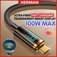 100W 66W 27W Digital Display Fast Charging Cable Type C USB iP Android Phone USB Data Cable 3A QC4.0