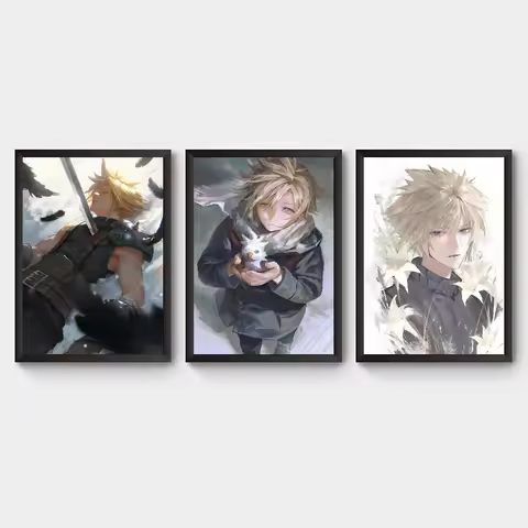 Anime Cloud Final Fantasy 7 Anime Posters Sticky HD Quality Wall Art Retro Posters For Home Kawaii R