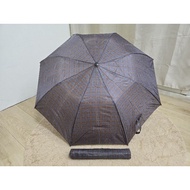 Japanese Warehouse Umbrella Brown Checkered Pattern Blue Background New Easy To Fold.