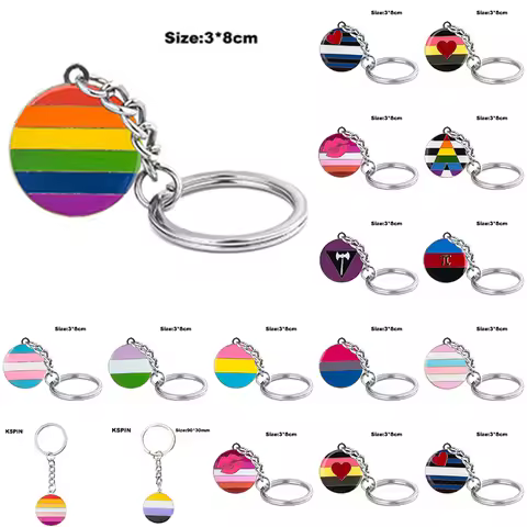 Transgender Rainbow Pansexual pride Genderqueer pride Asexual Metal Key Ring Key Chain For Women Jew