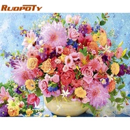 RUOPOTY 60x75cm/50x65cm/40x50cm Frame DIY Painting By Numbers Flowers acrylic paint by number kits O