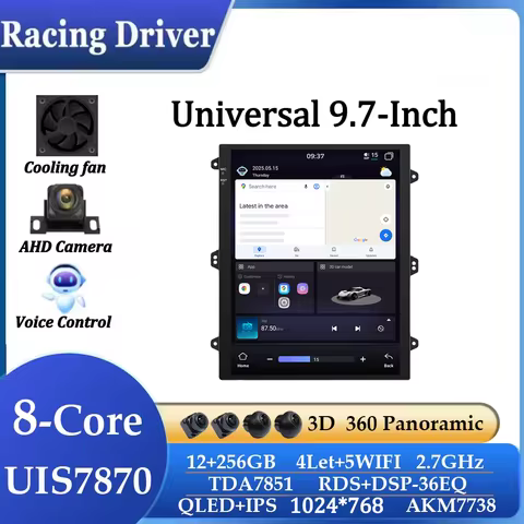 FYT7870 9.7inch Carplay Android 13 auto 2Din Radio Multimedia Stereo GPS For Tesla Style Volkswagen 