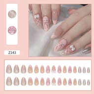 Press-on Nails Pink False Nails Bow Nail Art False Nails Patches French Nails Wearable N2q3