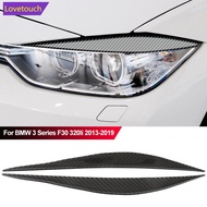 LOVETOUCH 2Pcs Carbon Fiber Headlight Eyebrows Cover Eyelid For BMW 3 Series F30 320li 2013-2019 B9G