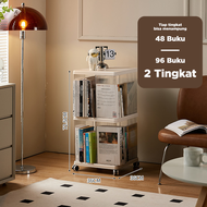Mainland Rak Buku Minimalis Serbaguna Lemari Buku Plastik Rak Portable Roda Rak Pajangan HBE101