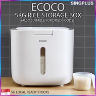 Ecoco 5L/10L Kitchen Nano Bucket Rice Buckets Insect-Proof Moisture-Proof Rice Cylinder Rice Storage