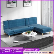【aihome】 KAZUKI 4 Seater Foldable Sofa Bed / L Shape Sofa / Canvas Sofa / 2 in 1