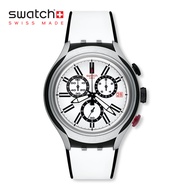 Swatch Irony Xlite BLACK WHEEL YYS4005 White Silicon Strap Watch