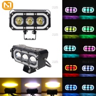 Lampu Depan Moto LED Lampu Mengemudi Lampu Tembak Laser SQL 3 Mata Mini Devil Eye Alumunium Premium 