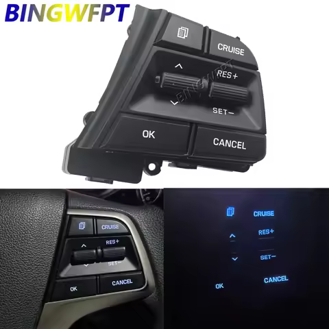 Car Cruise Control Steering Wheel Buttons Switch Black With Backlight For Hyundai Elantra 1.6L 2016 