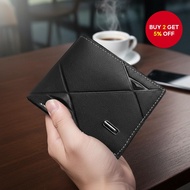 Men's Leather Wallet: Compact Organizer with Multi-Card Slots, Coin Pocket, Holds Cash Dompet Kulit 