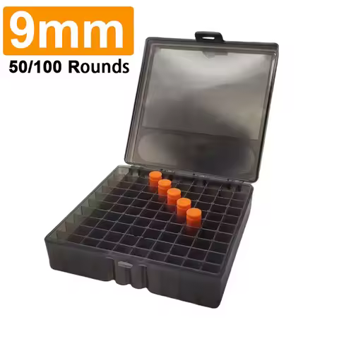 50/100 Rounds Bullet Box Gun Cartridge Shell Holder Portable Ammunition Box Flip-Top for 9mm .223 Am