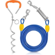 Petbobi Dog Tie-Out Cable and Stake - 30ft Heavy Duty Cable with Spring, No Tangle, 16in Ground Stak