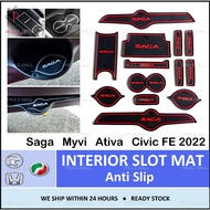 Perodua Proton Honda Car Interior Slot Mat Saga VVT 2016-2022 Ativa Myvi 2022 Facelift Civic Fe Car Interior Accessories