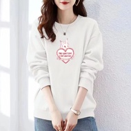 150kg Large Size Loose Slimmer Look Versatile Casual Long-Sleeved Top Pure Cotton Spring Autumn Cove