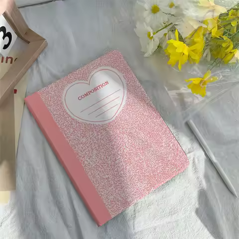 Pink Composition Book With Pencil Holder Funda Case for iPad Air 5th 4th 10.9 iPad Pro 11 10.2 8 9th