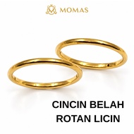 MOMAS CINCIN BELAH ROTAN LICIN Emas 916 Cincin Bajet  Cincin Belah Rotan Emas 916 Tulen Cincin Emas 