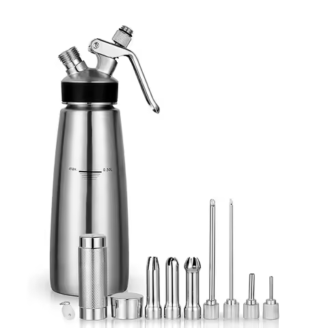 Whipped Cream Dispenser – 1 Pint Stainless Steel Cream Whipper Canister - Whipping Siphon with 3 Dec