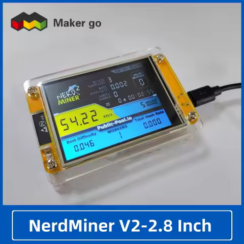 2.8 Inch NerdMiner V2 Hashrate, Smart Display, Crypto Solo, Lottery, Nerd Miner, Bitcoin Miner ESP32