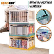 Innohut 35L Transparent Cover Storage Box Foldable Storage Box Stackable Storage Organizer Kotak Lip