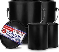 1 Quart & 1 Gallon Plastic Paint Buckets (4 Pack Combo) Triple-Lock Airtight Seal to Minimizing Skim
