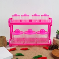 Monaco Kitchen Set Spice Rack 7 Color Tubes - 2-Tier Plastic Spice Rack