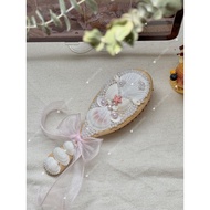Seashell comb - Wooden clamshell comb with lovely ribbon bow Wooden Comb