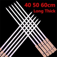 10pcs Long Thick 40 50 60 Cm Wooden Handle Bbq Needle Meat String Bbq Grills Barbecue Skewers Barbec