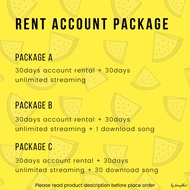 Melon Verified Account Rental Package A&B&C (30 days Account, 30days Unlimited Streaming, 1DL/30DL)
