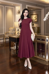 SWANLAKE | Váy Đầm Nữ Maxi Suông Trơn Đuôi Cá Xếp Ly Xòe Cotton Tay Hến Chiết Eo Tiệc Công Sở D13009