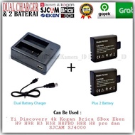 Dual Charger Battery / Baterai PG1050 mAh for Xiaomi Yi Discovery 4k / Sjcam / Brica BPro 5 / Sbox /