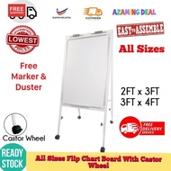 Magnetic whiteboard ROLLER stand Economy flip chart/  Papan Putih Carta SelaK Magnetik Beroda / 2x3 