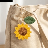 MXFASHION Crochet Sunflower Pendant, With Rope Lobster Clasp Knitted Keychain, Creative Lightweight 