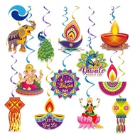 Diwali Festival Hanging Swirl Decorations Yard Party Supplies Paper for Outdoor Indoor Decor Diwali Festival