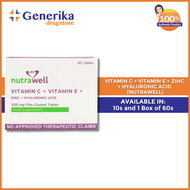 Nutrawell Vitamin C 500mg + Vit E 400IU + Zinc + Hyaluronic FC Tab