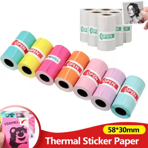 57mmx30mm Mini Printer Color Sticker Thermal Paper Label Paper Sticker Photo Papers For PeriPage Poo