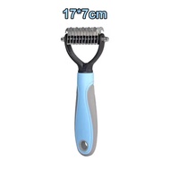QQPET แปรงกําจัดขนสองด้าน แปรงขนสุนัข หวีแมว  สางขนเสีย มีซี่เป็นเแตนเลส ใช้ทั้งสุนัขและแมว
